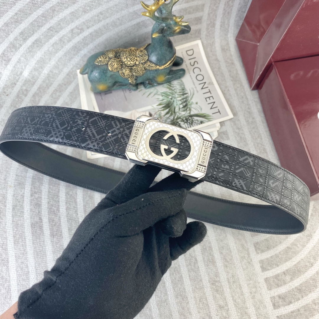 古奇💕 特种皮腰带系列 ，原厂五金精品不锈钢扣，手感柔软舒适 宽3.8CM。