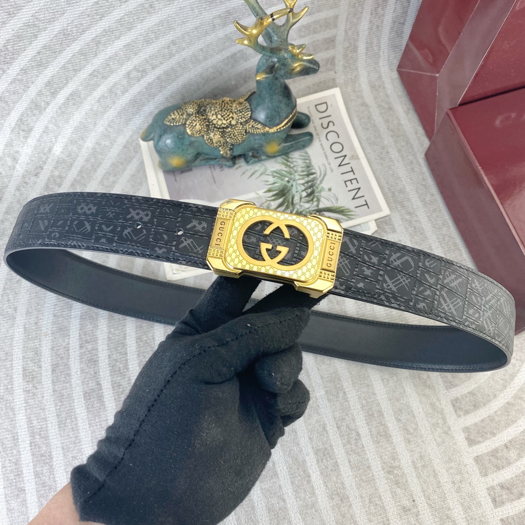 古奇💕 特种皮腰带系列 ，原厂五金精品不锈钢扣，手感柔软舒适 宽3.8CM。