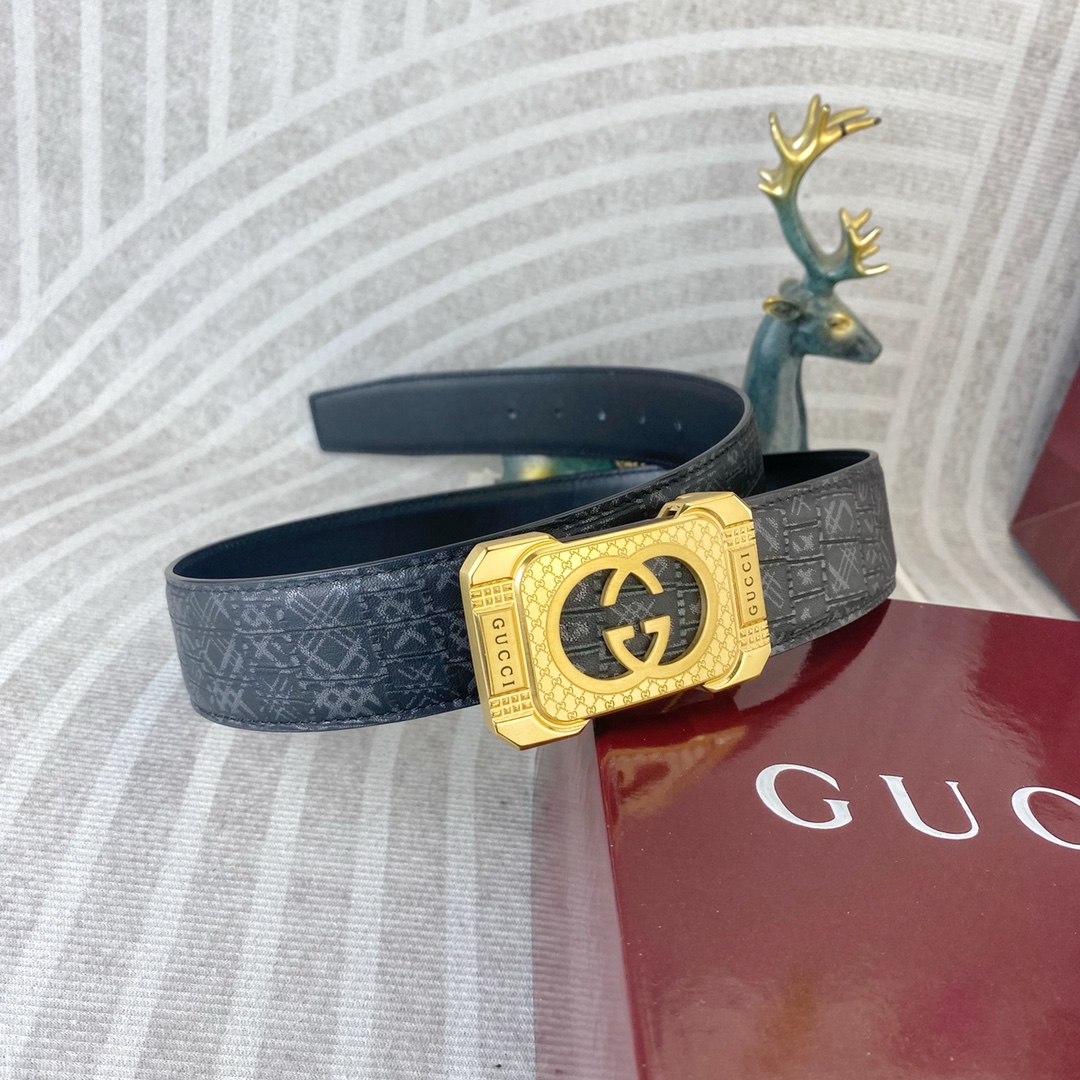 古奇💕 特种皮腰带系列 ，原厂五金精品不锈钢扣，手感柔软舒适 宽3.8CM。