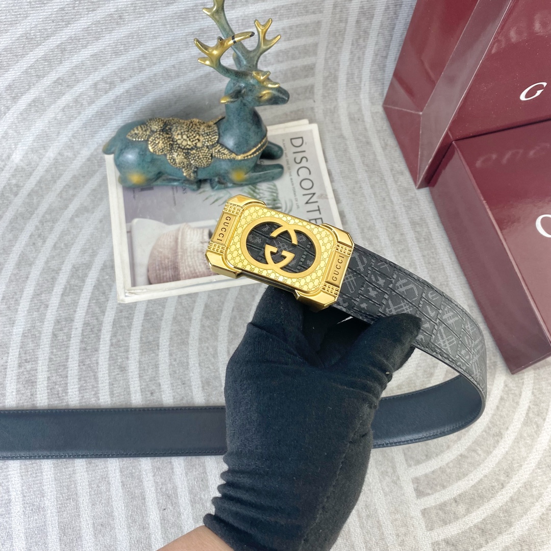 古奇💕 特种皮腰带系列 ，原厂五金精品不锈钢扣，手感柔软舒适 宽3.8CM。