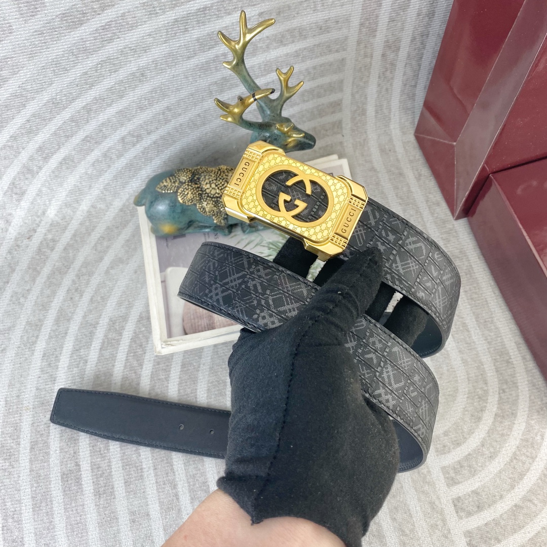 古奇💕 特种皮腰带系列 ，原厂五金精品不锈钢扣，手感柔软舒适 宽3.8CM。