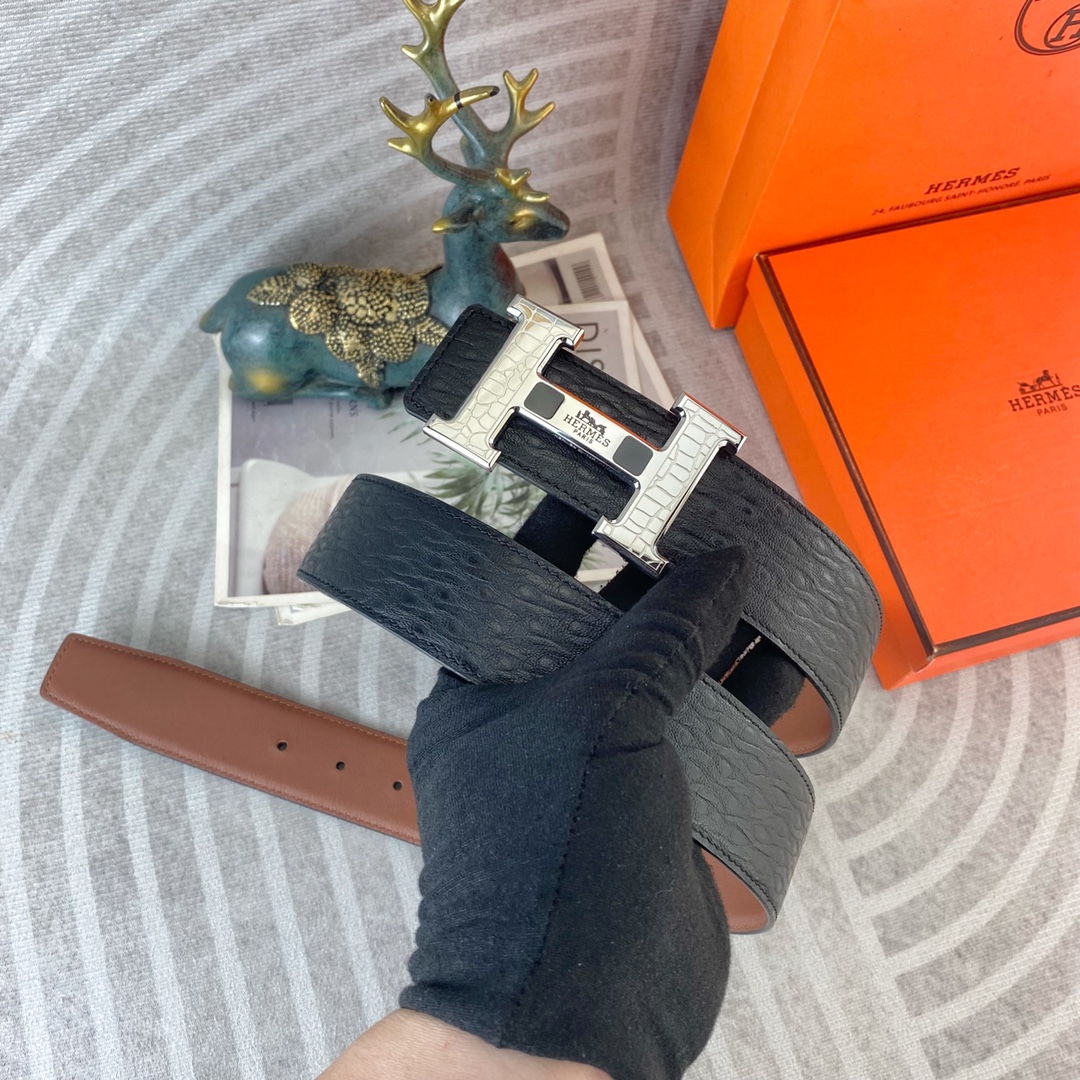爱马仕💕 特种皮腰带系列 ，原厂五金精品不锈钢扣，手感柔软舒适 宽3.8CM。