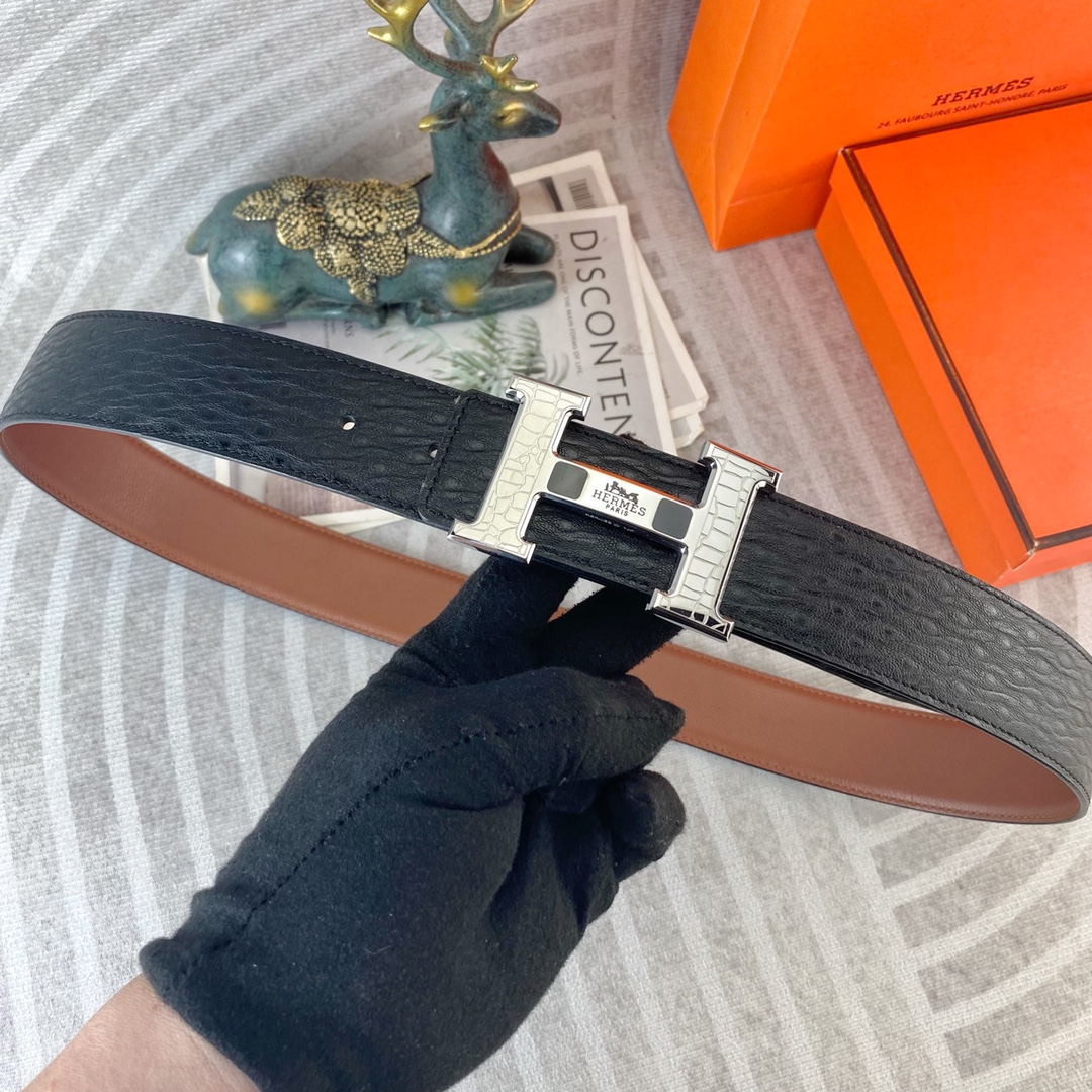 爱马仕💕 特种皮腰带系列 ，原厂五金精品不锈钢扣，手感柔软舒适 宽3.8CM。