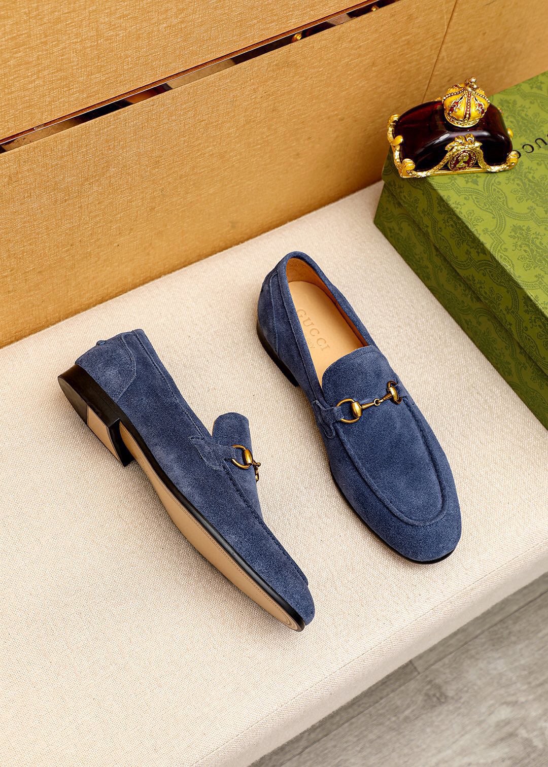 Gucci Men's Blue Suede Horsebit Loafers Slip-ons Dress Shoes, Size 39-44 4 i1745638102 3270 2
