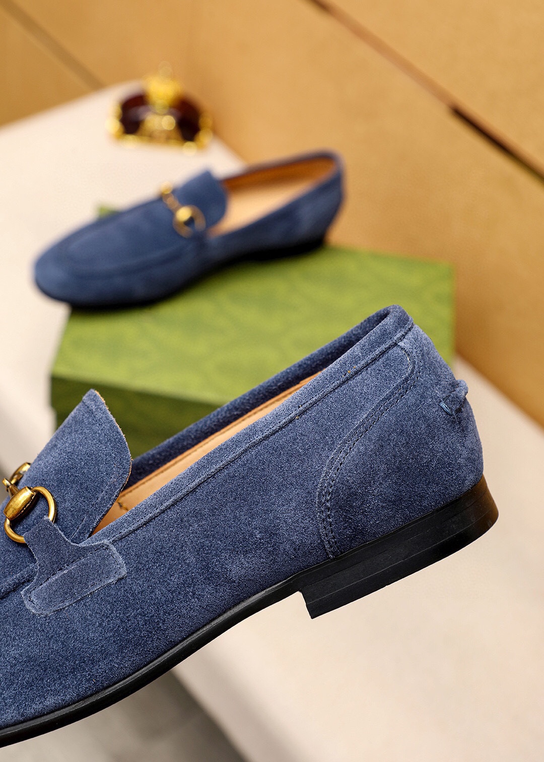 Gucci Men's Blue Suede Horsebit Loafers Slip-ons Dress Shoes, Size 39-44 7 i1745638102 6765 5