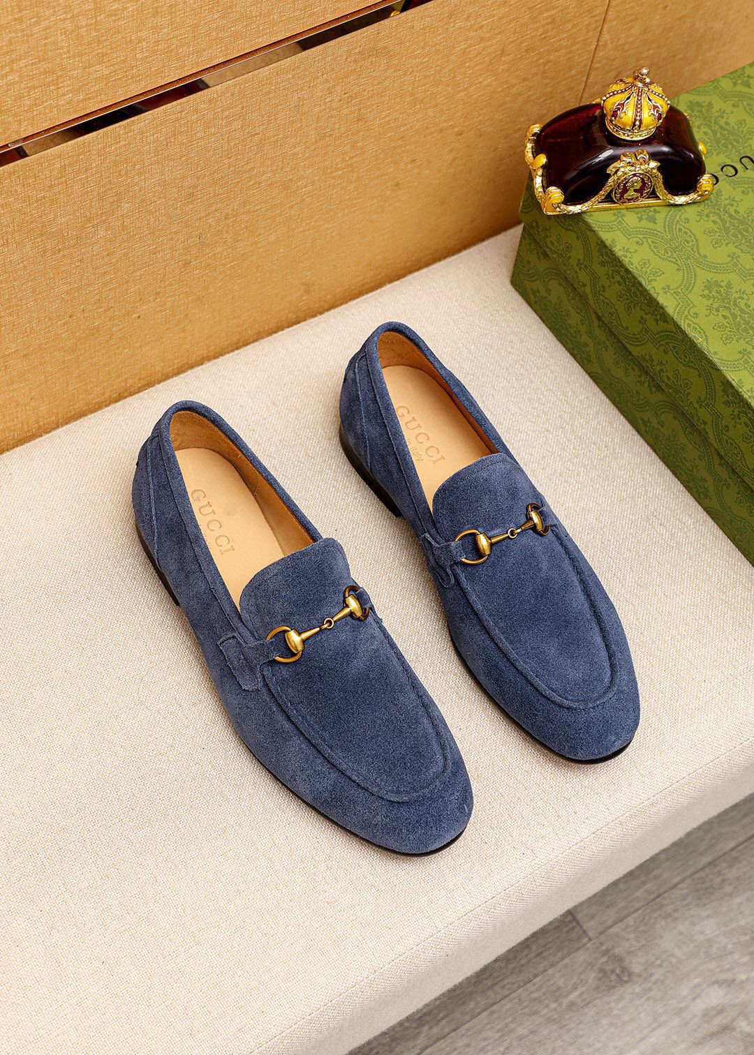 Gucci Men's Blue Suede Horsebit Loafers Slip-ons Dress Shoes, Size 39-44 2 i1745638102 7462 0