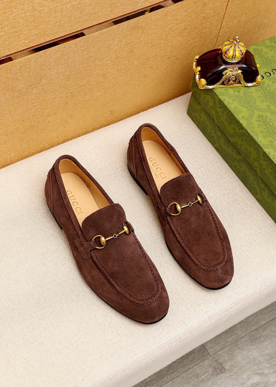 Gucci Men's Brown Suede Horsebit Loafers, Sizes 39-44 - Italian Leather 1 Gucci Men's Brown Suede Horsebit Loafers, Sizes 39-44 - Italian Leather