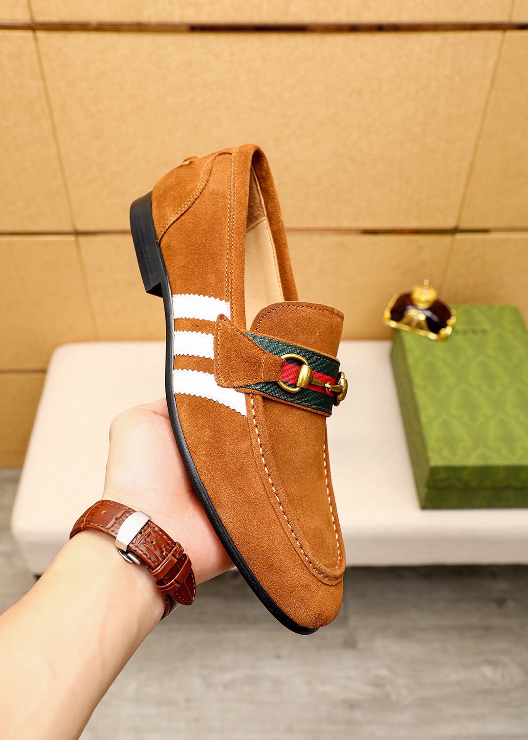 Gucci Men's Brown Leather Loafers with Horsebit Detail - Size 39-44 7 i1745638197 6217 5