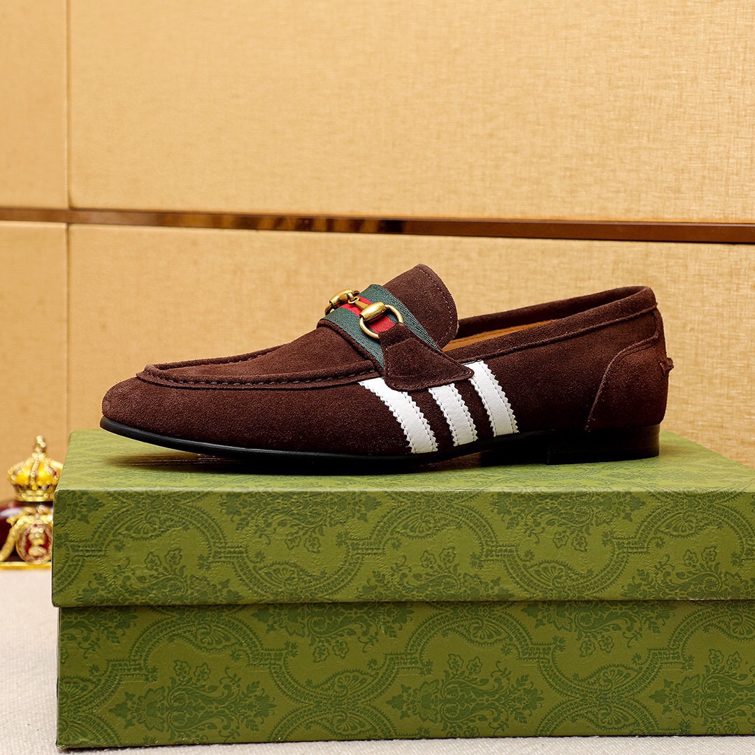 Gucci Men's Brown Suede Loafers with Signature Web and Horsebit Detail 5 i1745638229 3619 3