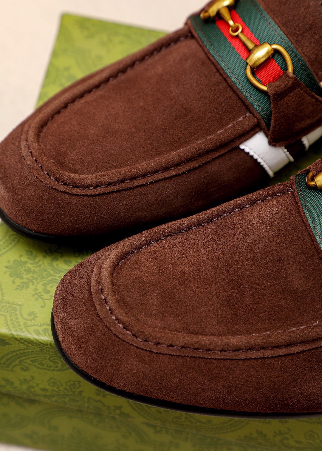 Gucci Men's Brown Suede Loafers with Signature Web and Horsebit Detail 9 i1745638229 8653 7