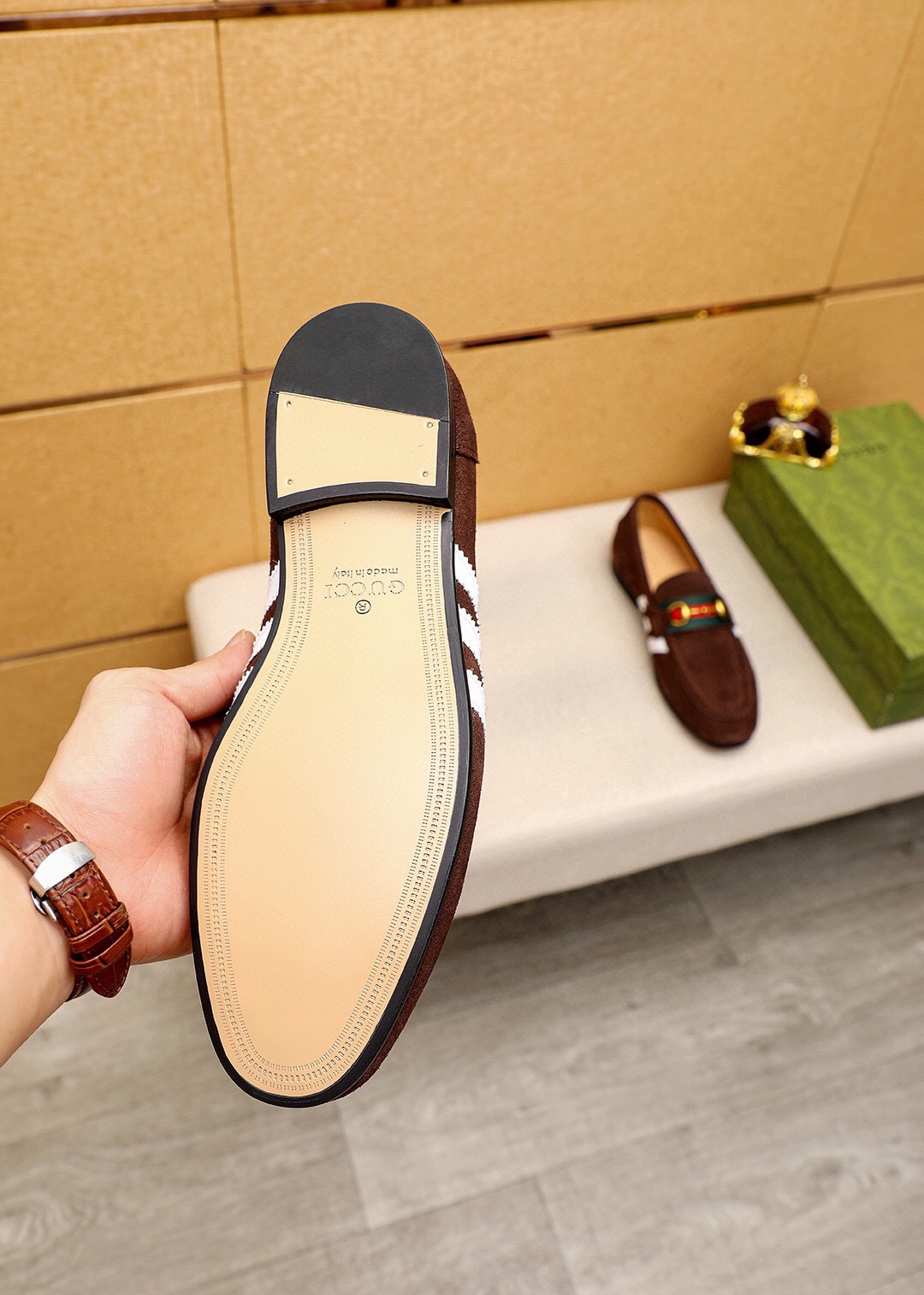 Gucci Men's Brown Suede Loafers with Signature Web and Horsebit Detail 10 i1745638229 8970 8