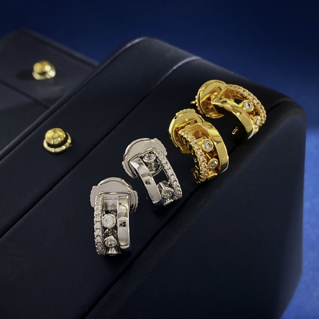 Messika Move Romane earrings 18k yellow gold with clear diamonds 18k white gold with clear diamonds 10mm hoop diameter