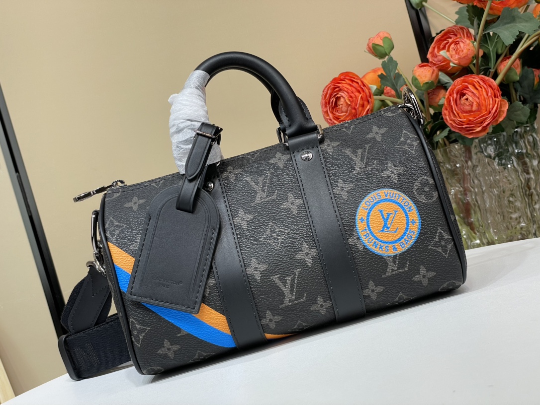 批 顶级原单复刻独家实拍📷【Keepall 25cm 手袋】P01942 黑花/...