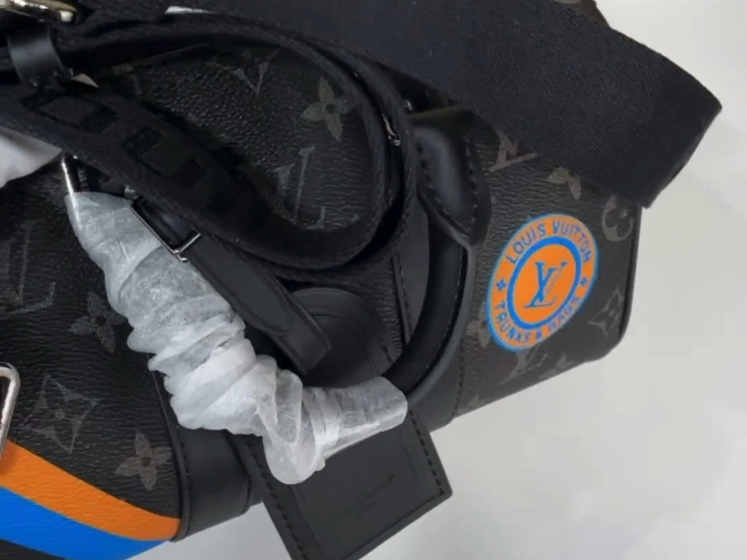 【Keepall 25cm 手袋】P01942 黑花/丝印 小视频