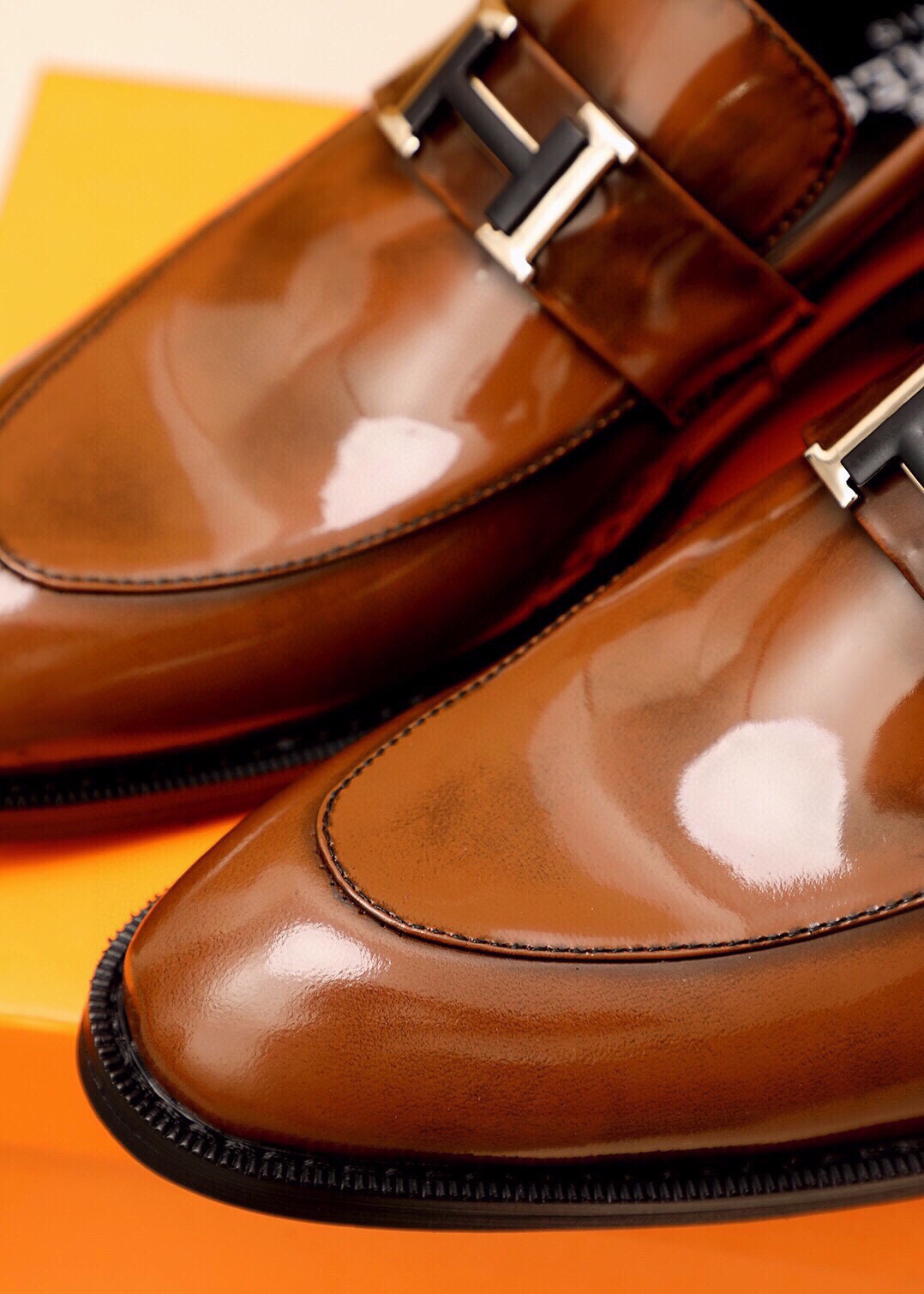 Hermes Men's Leather Loafers with Metal Buckle - Classic Style, Size 38-44 8 i1745801575 5088 6