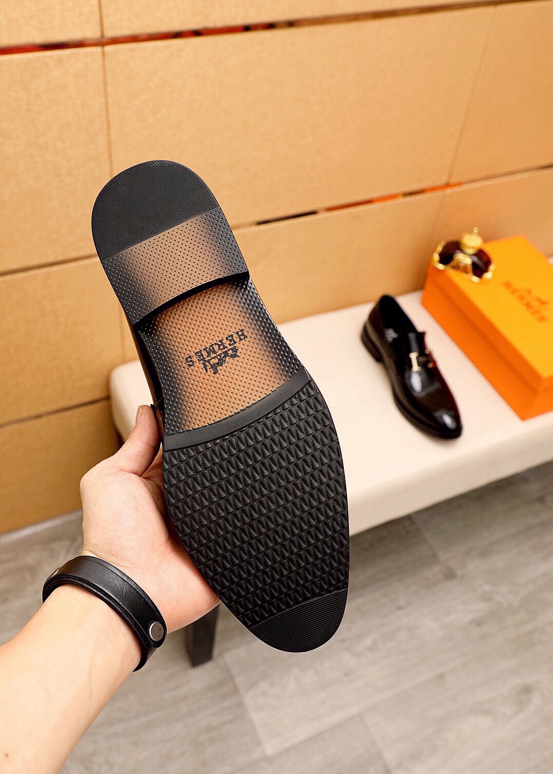 Hermes Men's Black Leather Loafers with Metal Detail, Sizes 38-44 10 i1745801609 2343 8