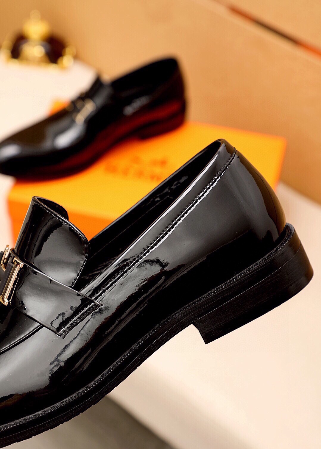 Hermes Men's Black Leather Loafers with Metal Detail, Sizes 38-44 8 i1745801609 478 6