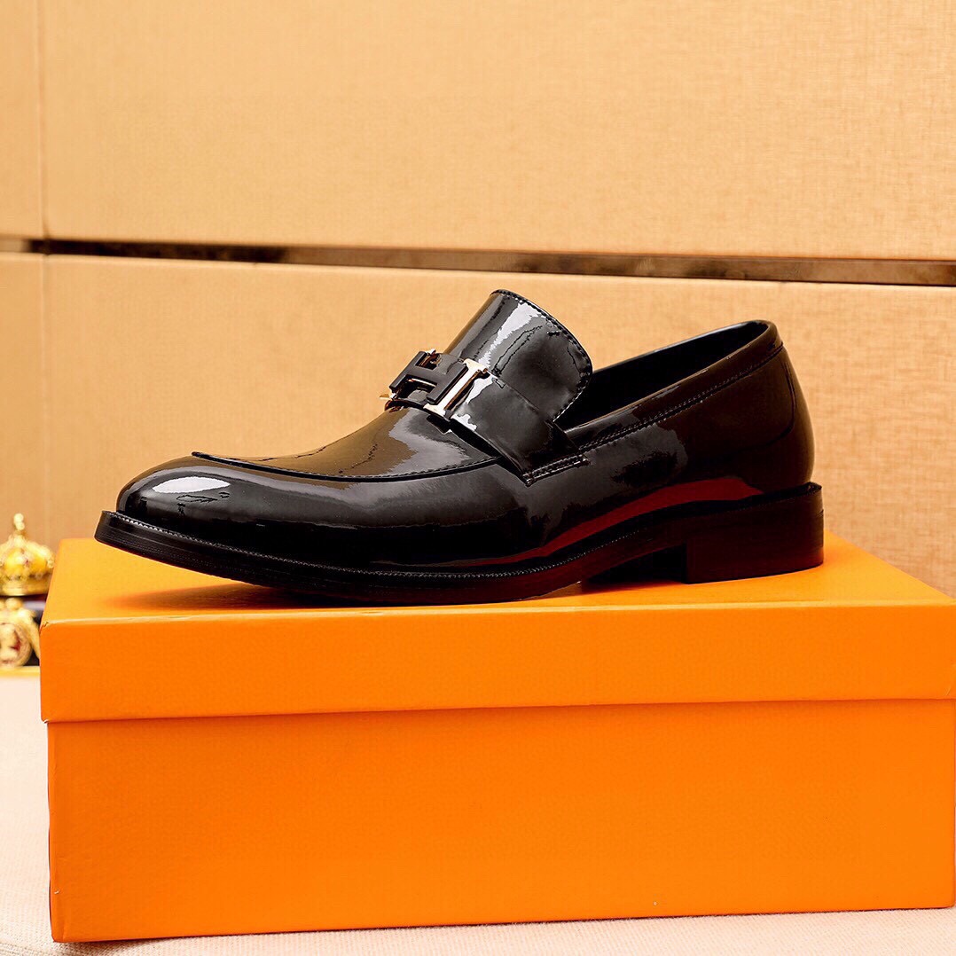 Hermes Men's Black Leather Loafers with Metal Detail, Sizes 38-44 5 i1745801609 4873 3
