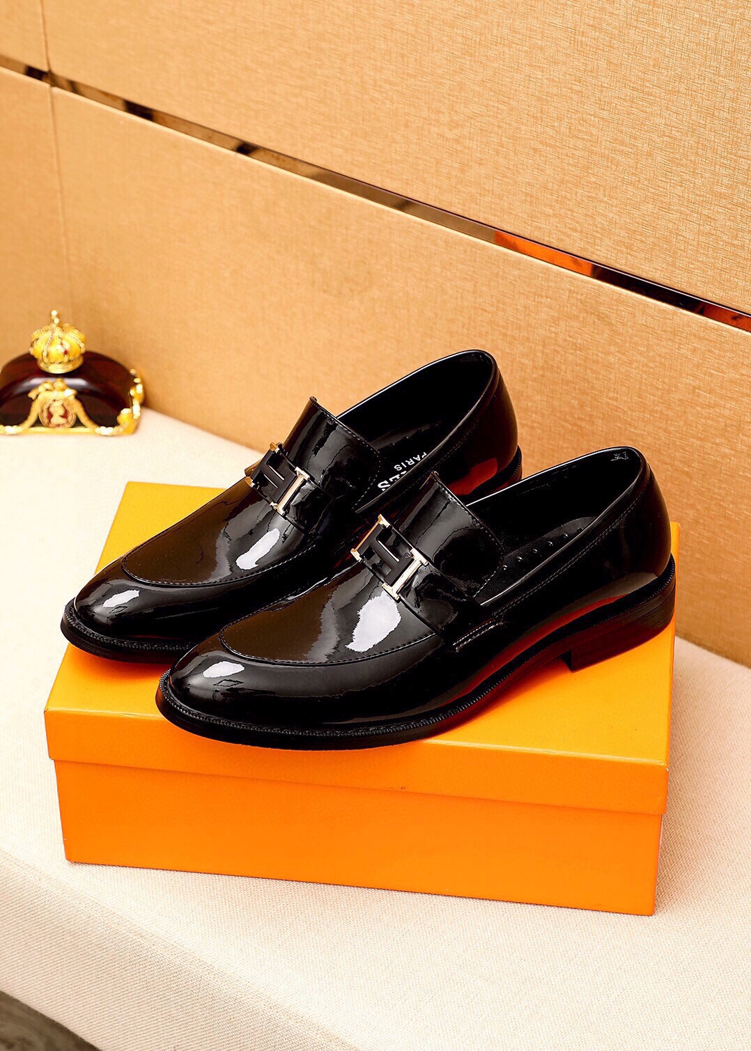Hermes Men's Black Leather Loafers with Metal Detail, Sizes 38-44 3 i1745801609 6683 1