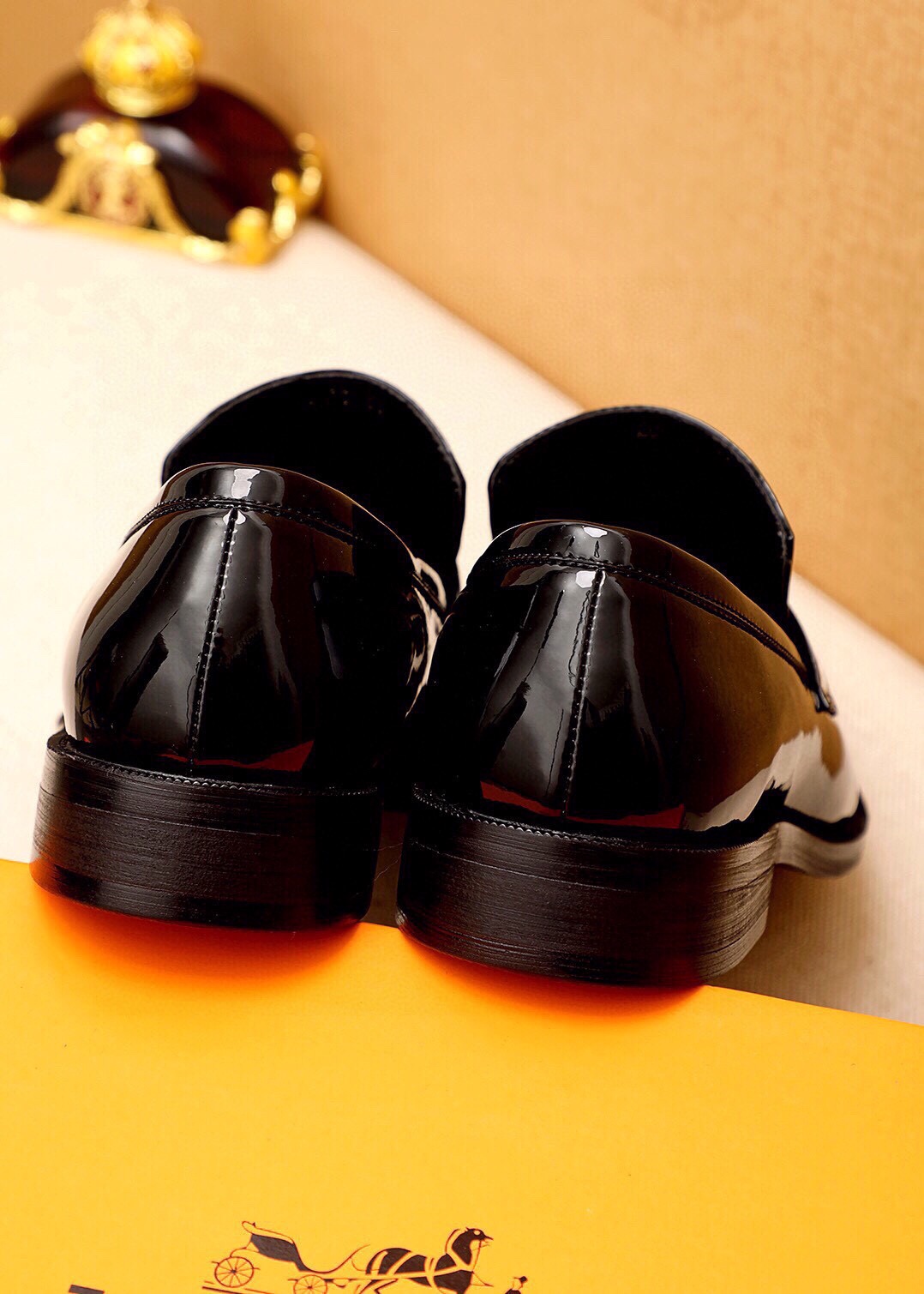 Hermes Men's Black Leather Loafers with Metal Detail, Sizes 38-44 9 i1745801609 6836 7