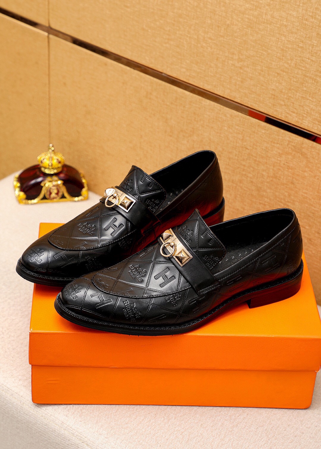 Hermes Men's Black Leather Loafers with Gold Hardware - Sizes 38-44 3 i1745801682 6925 1