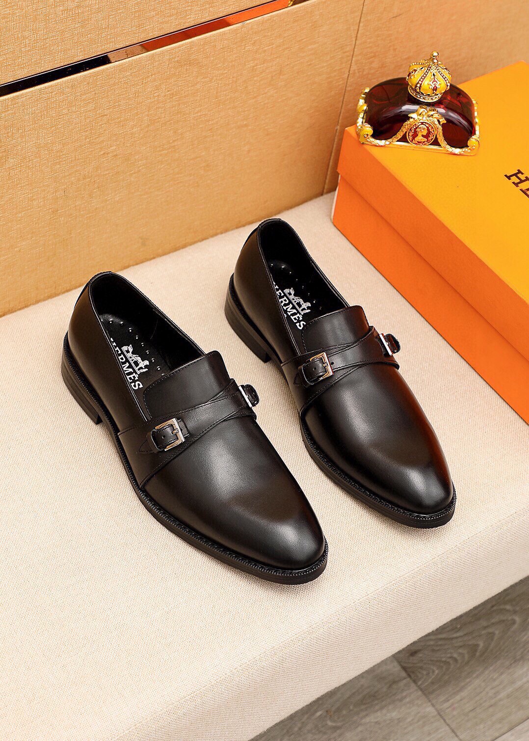 Hermes Men's Leather Monk Strap Loafers - Premium Leather, Comfortable Fit 2 i1745801752 3182 0