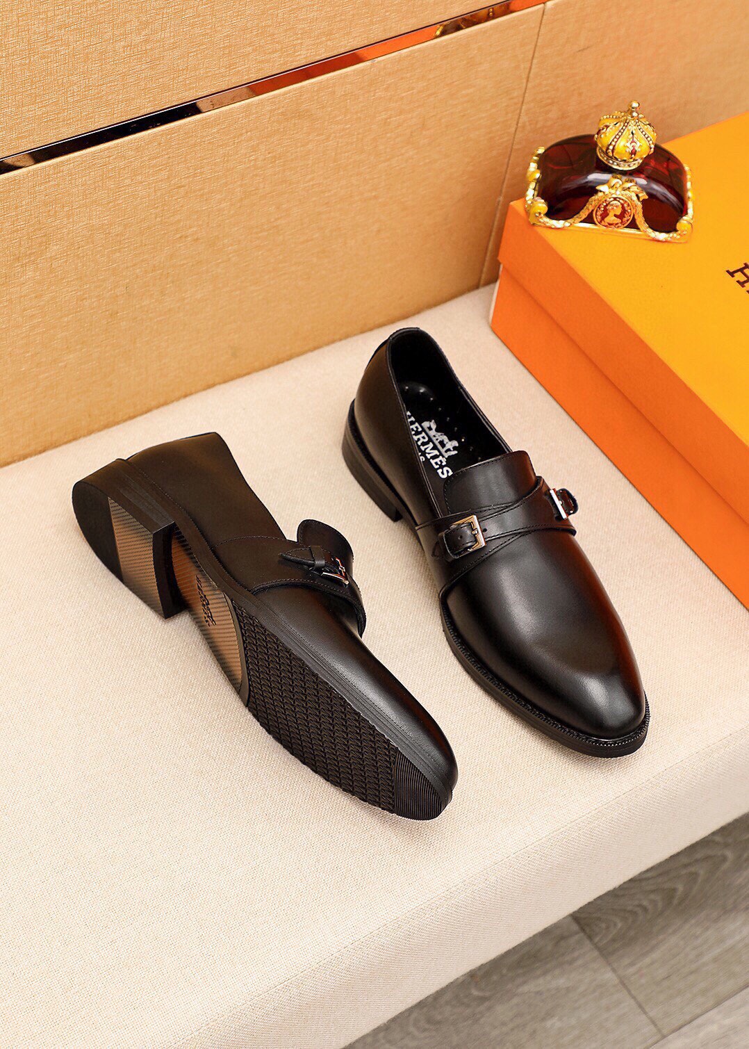 Hermes Men's Leather Monk Strap Loafers - Premium Leather, Comfortable Fit 4 i1745801752 9963 2