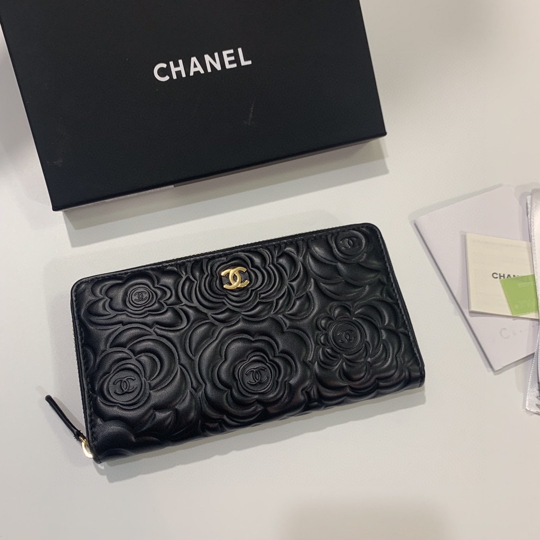 Chanel香奈儿山茶花羊皮財布 - 高品質な専柜款