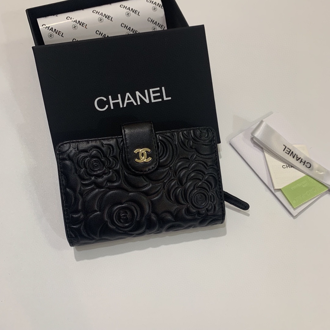 Chanel香奈儿山茶花羊皮財布 高品質仕立て