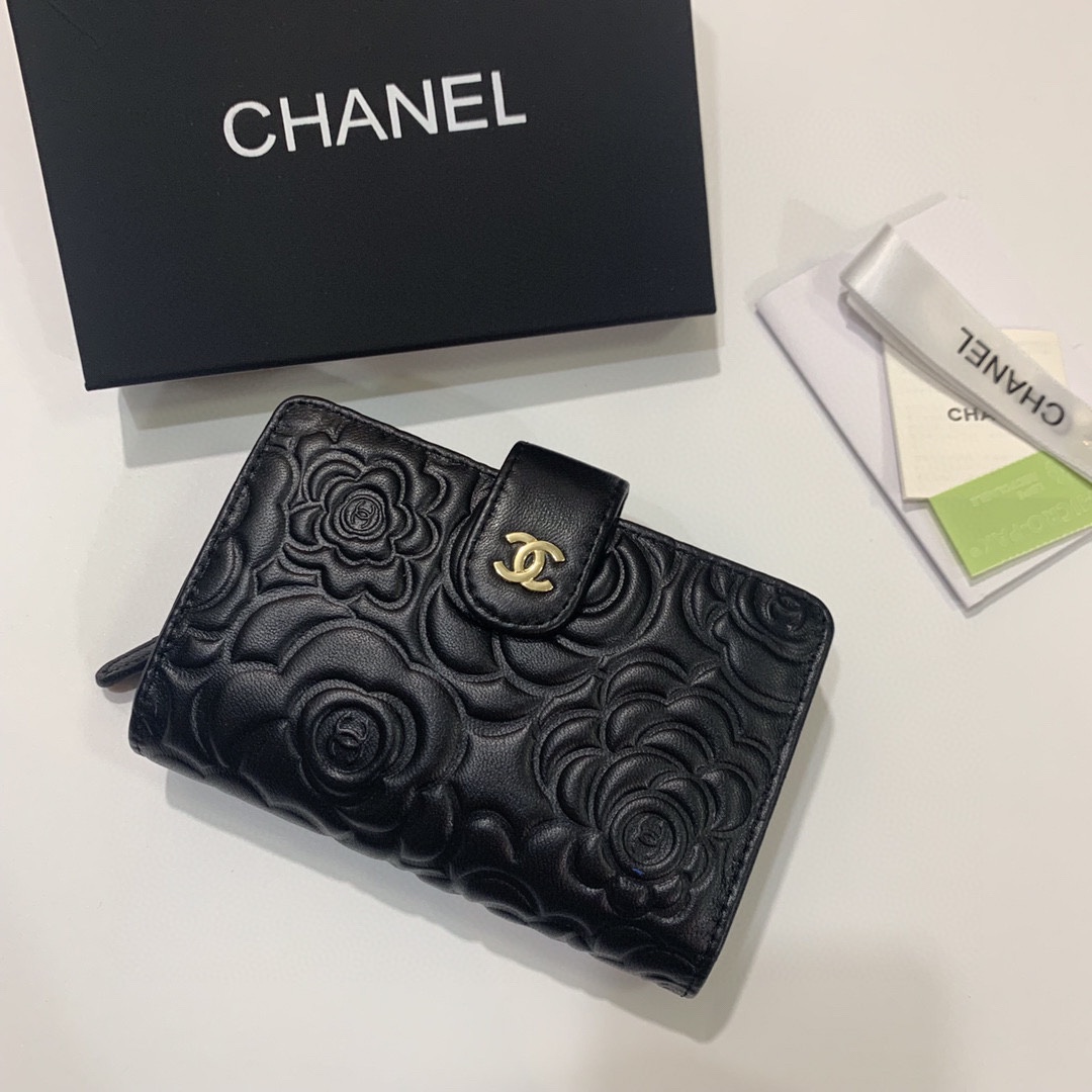 Chanel香奈儿山茶花羊皮財布 高品質仕立て