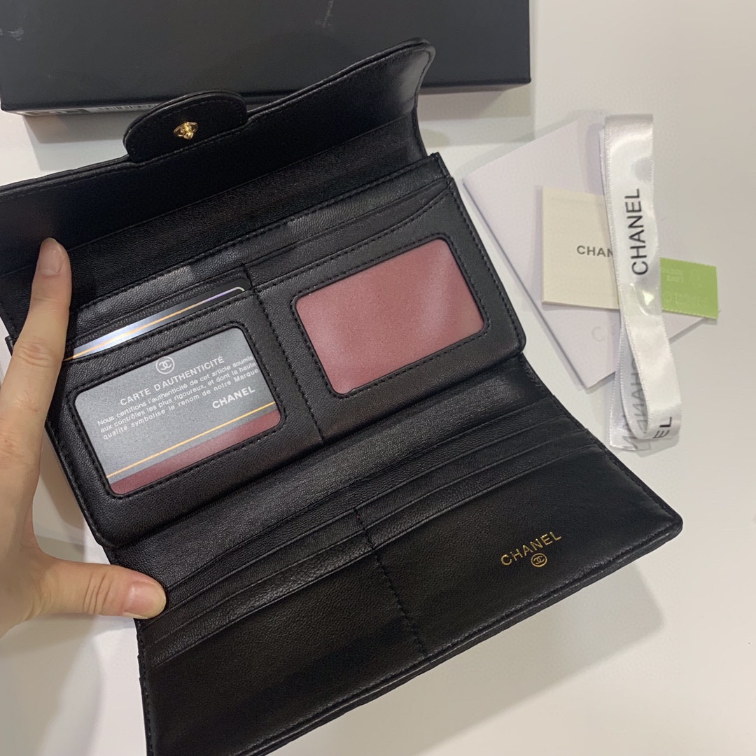 Chanel香奈儿山茶花羊皮財布 - 高品質デザイン