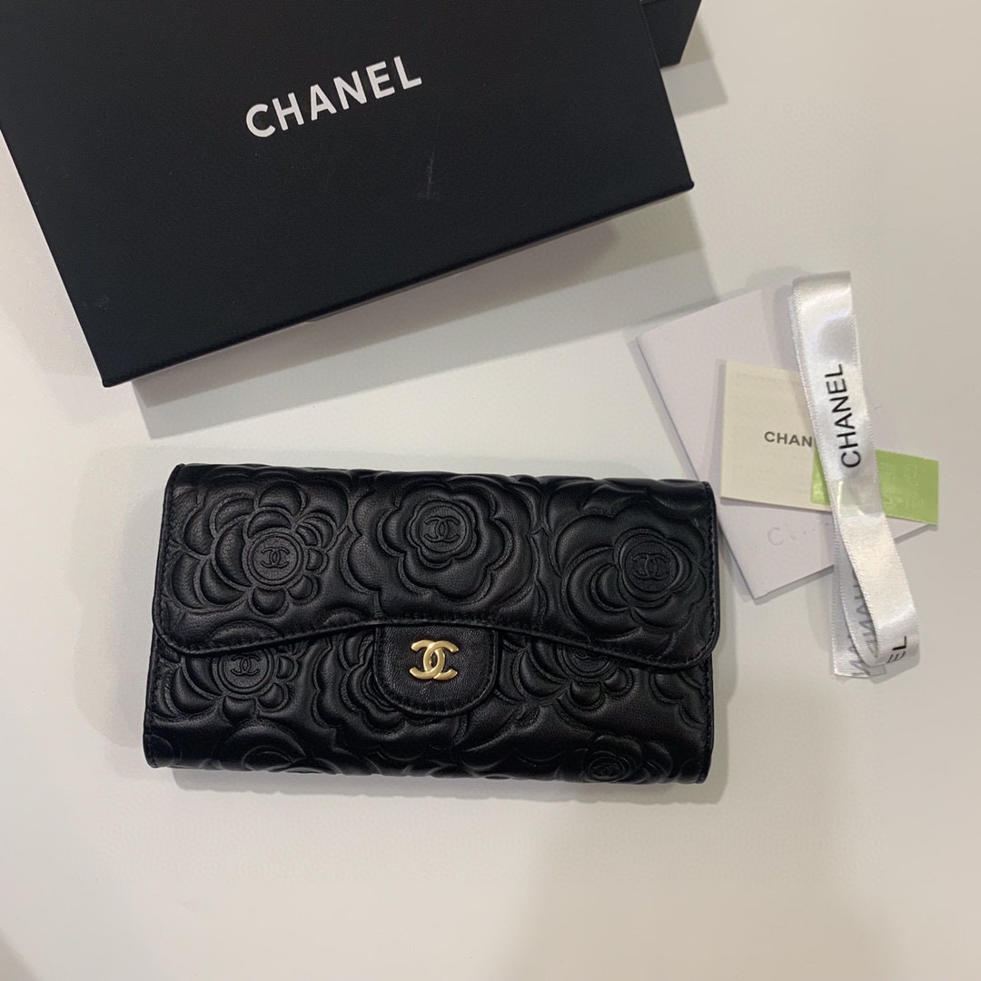 Chanel香奈儿山茶花羊皮財布 - 高品質デザイン