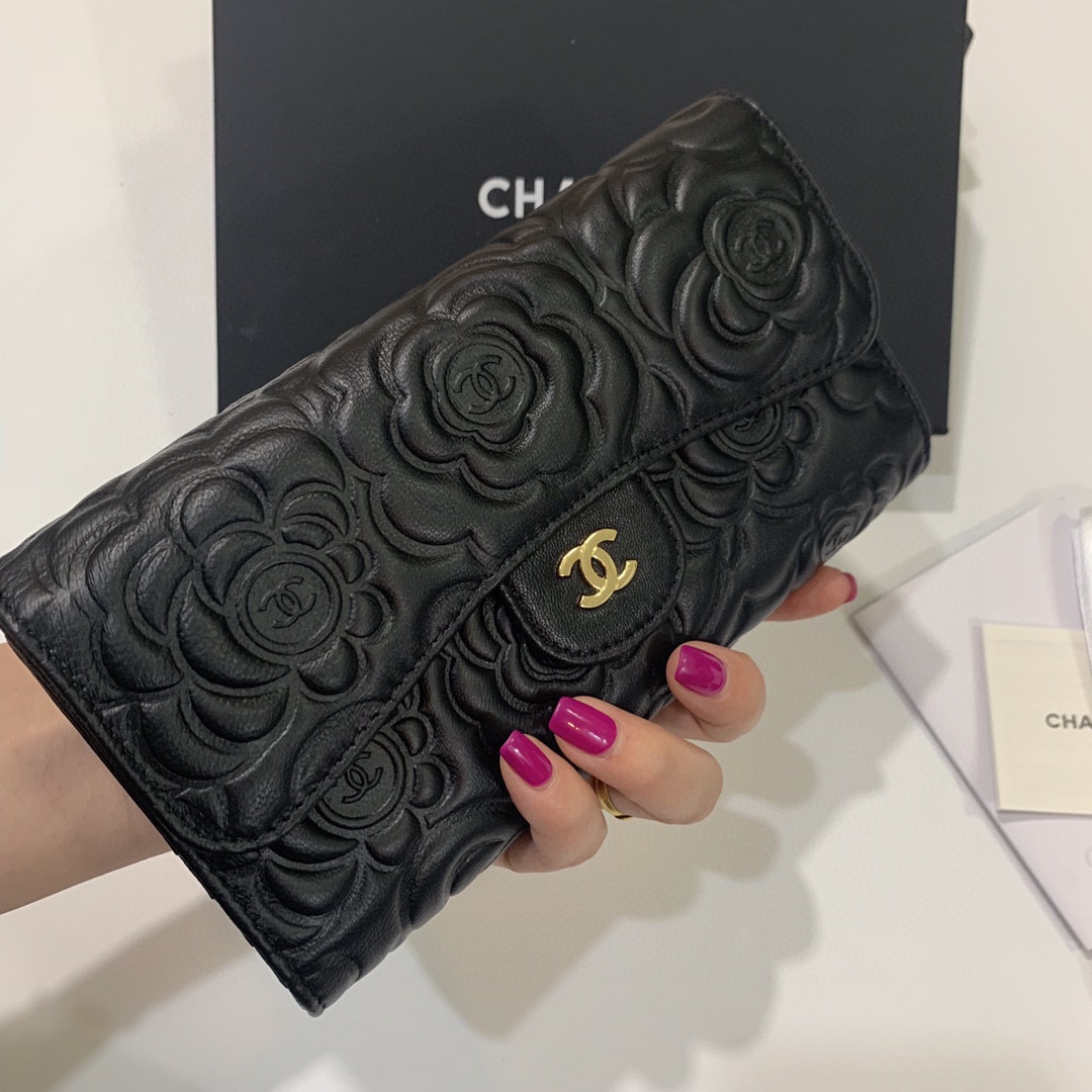Chanel香奈儿山茶花羊皮財布 - 高品質デザイン