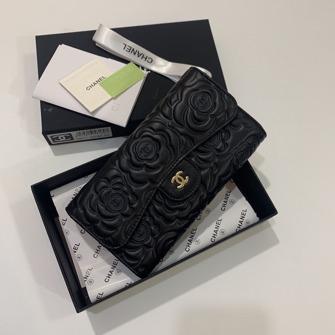 Chanel香奈儿山茶花羊皮財布 - 高品質デザイン