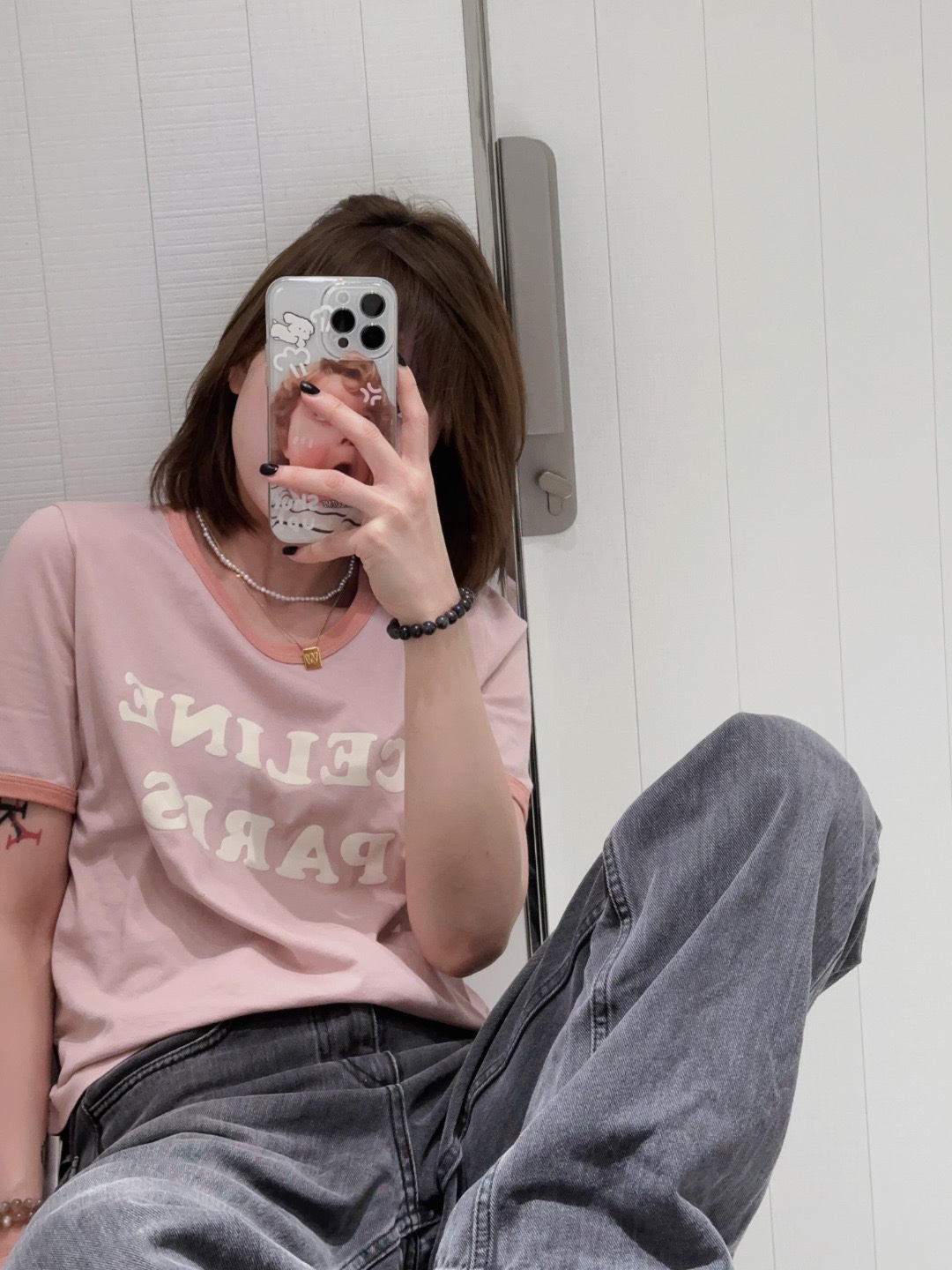 Pink Logo Velvet T-Shirt - Cropped Fit, Casual Style, and Comfortable 2 i1745836475 3181 0