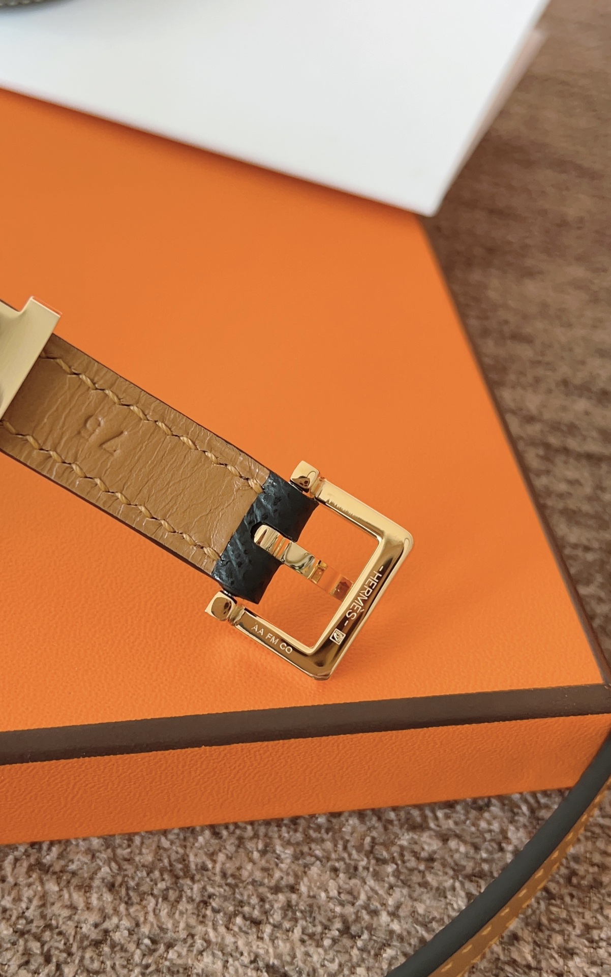 Hermès Pop H Belt: 15mm Leather Belt with Iconic H Buckle, Black/Gold 8 i1745852581 7905 6