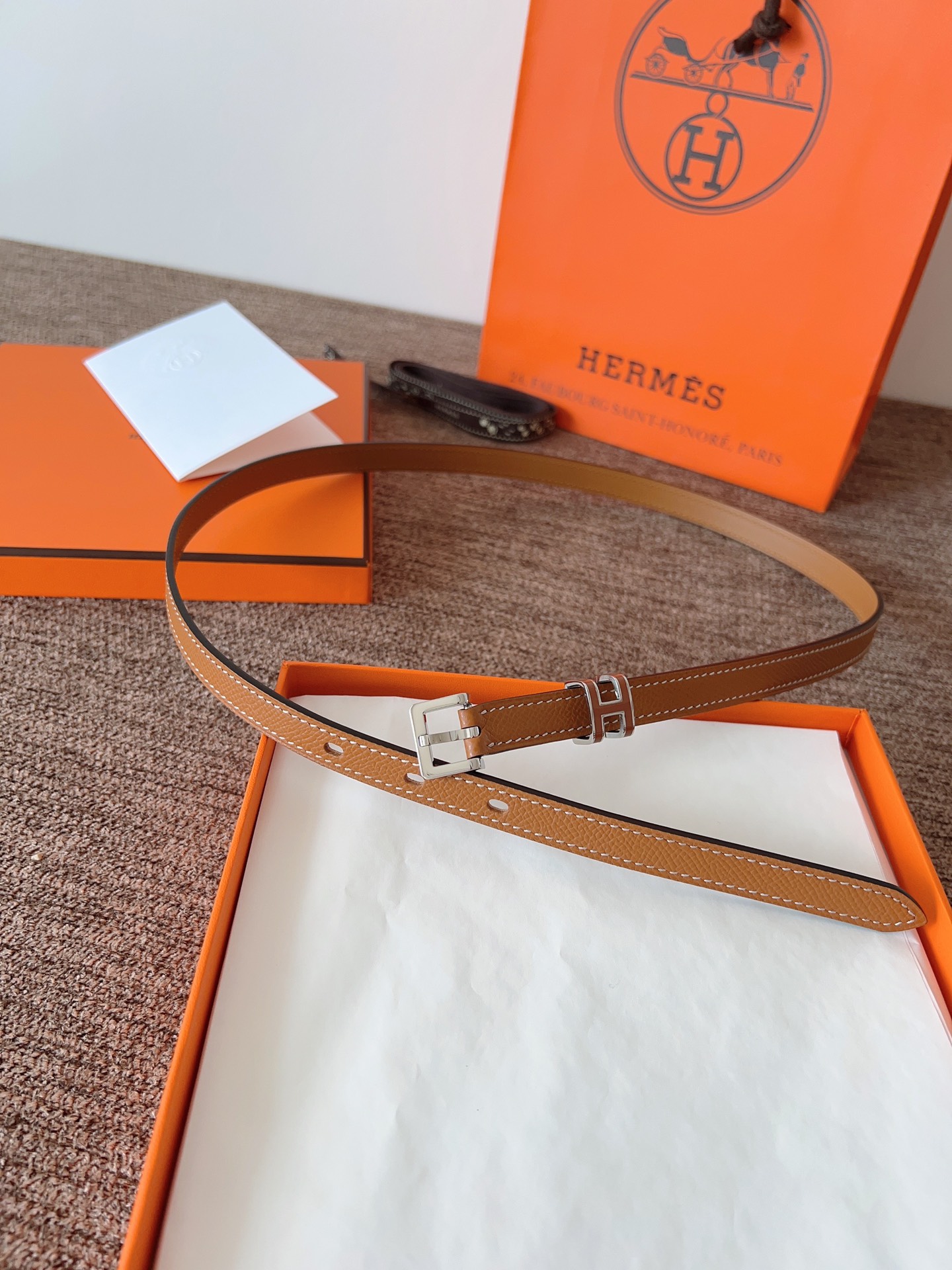 Hermes Pop H Belt 15mm,Leather Belt with H Logo Buckle,Tan 6 i1745852623 5260 4