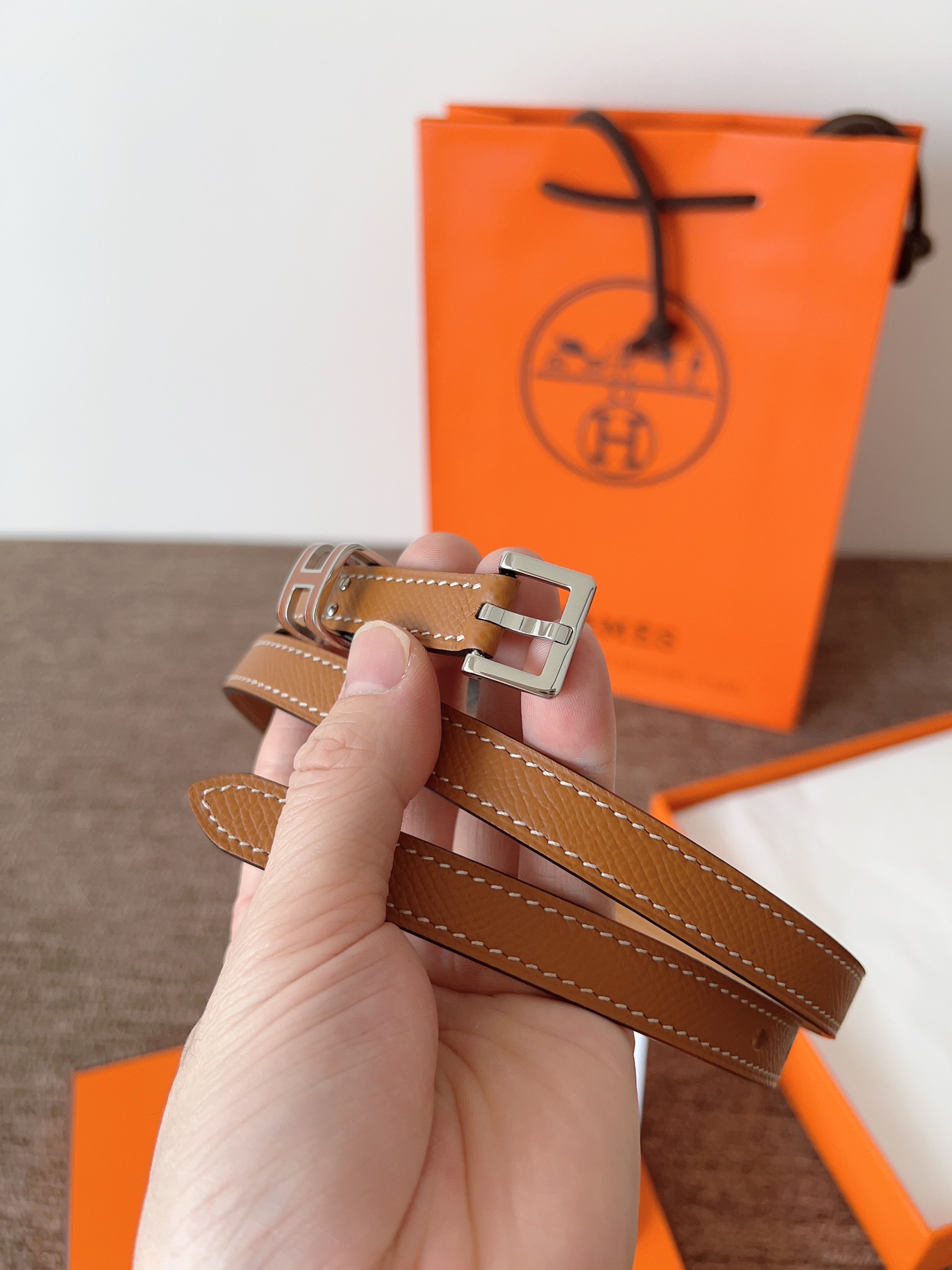 Hermes Pop H Belt 15mm,Leather Belt with H Logo Buckle,Tan 8 i1745852623 859 6