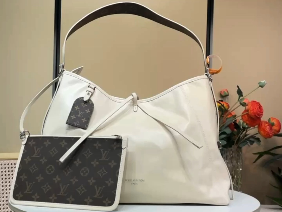 【CARRYALL DARK 中号手袋】M25143 12583 灰皮 白皮 小视频