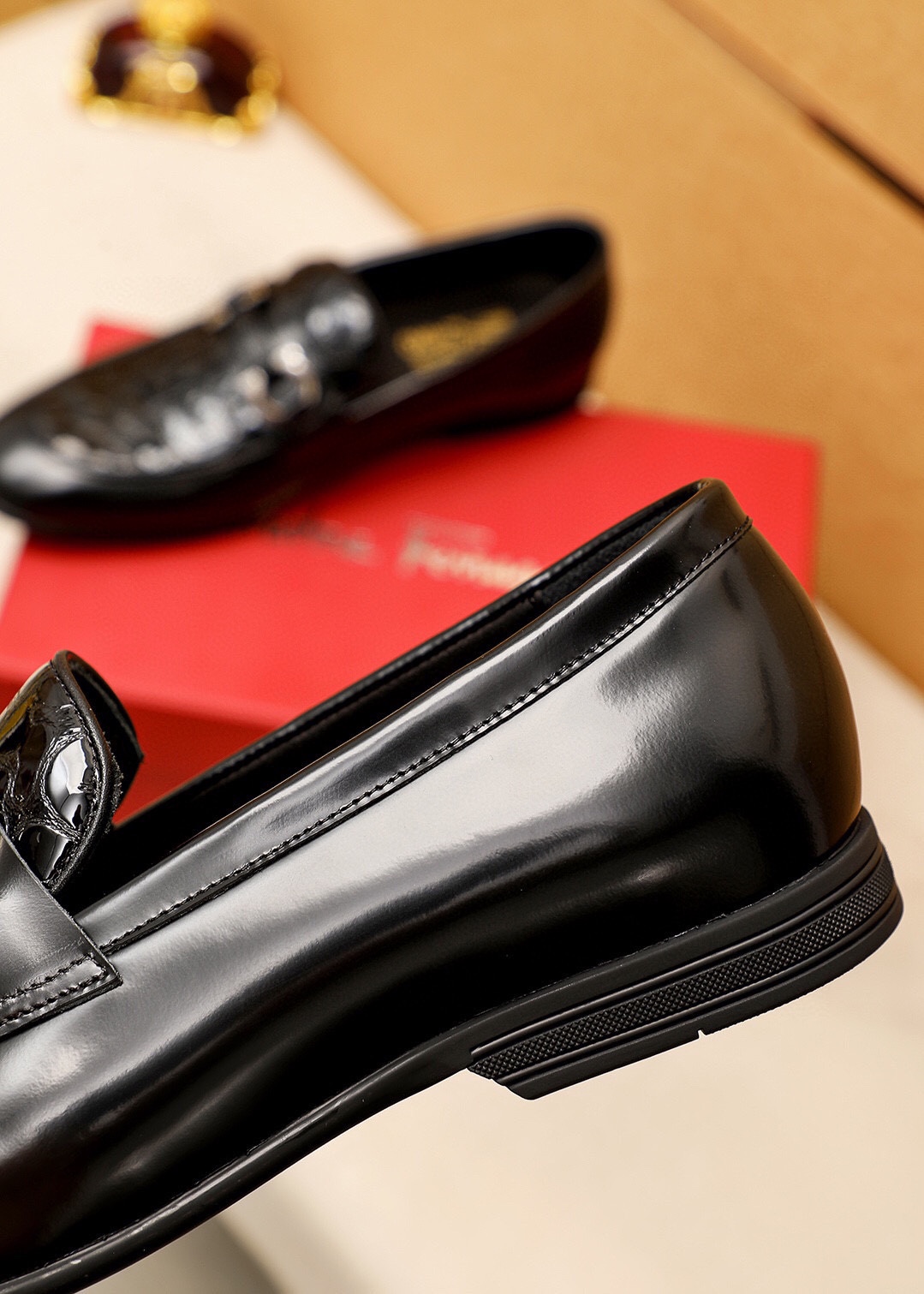Salvatore Ferragamo Men's Black Leather Embossed Loafers Dress Shoes 7 i1745889121 9683 5