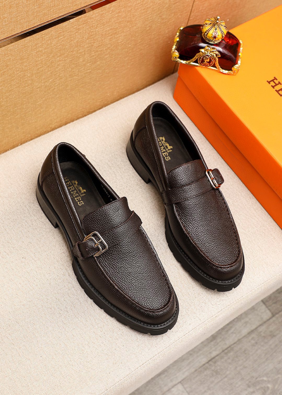 Hermes Leather Loafers with Buckle Detail - Premium Quality & Comfort 1 Hermes Leather Loafers with Buckle Detail - Premium Quality & Comfort