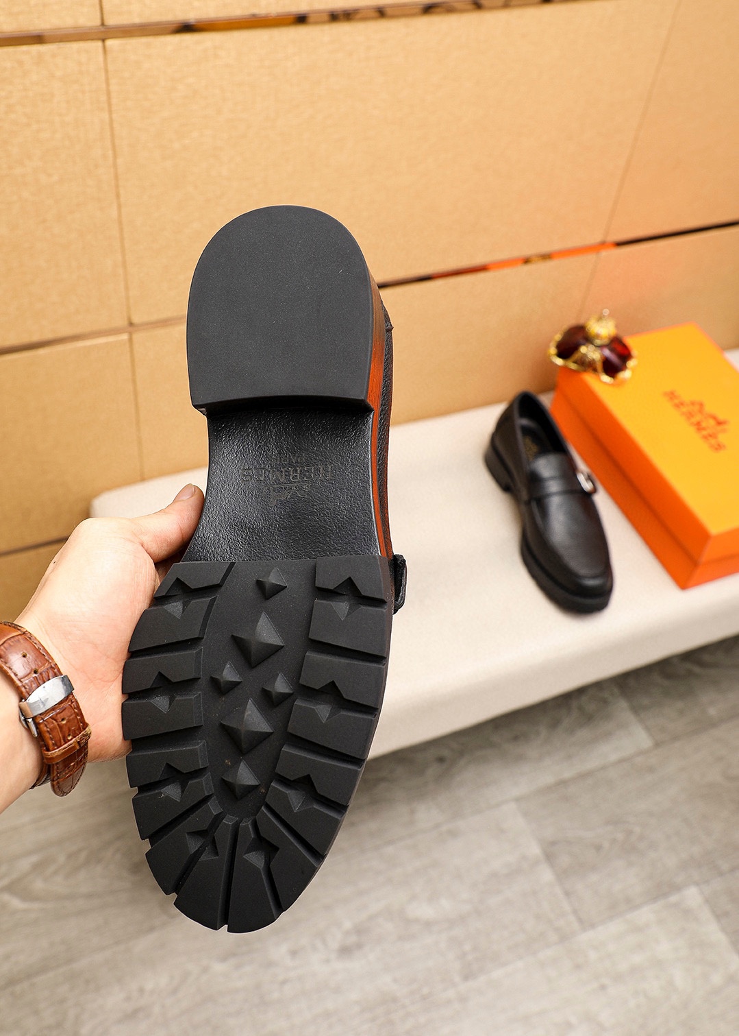 Hermes Men's Black Leather Loafers with Buckle Detail - Sizes 38-44 10 i1745889561 3598 8