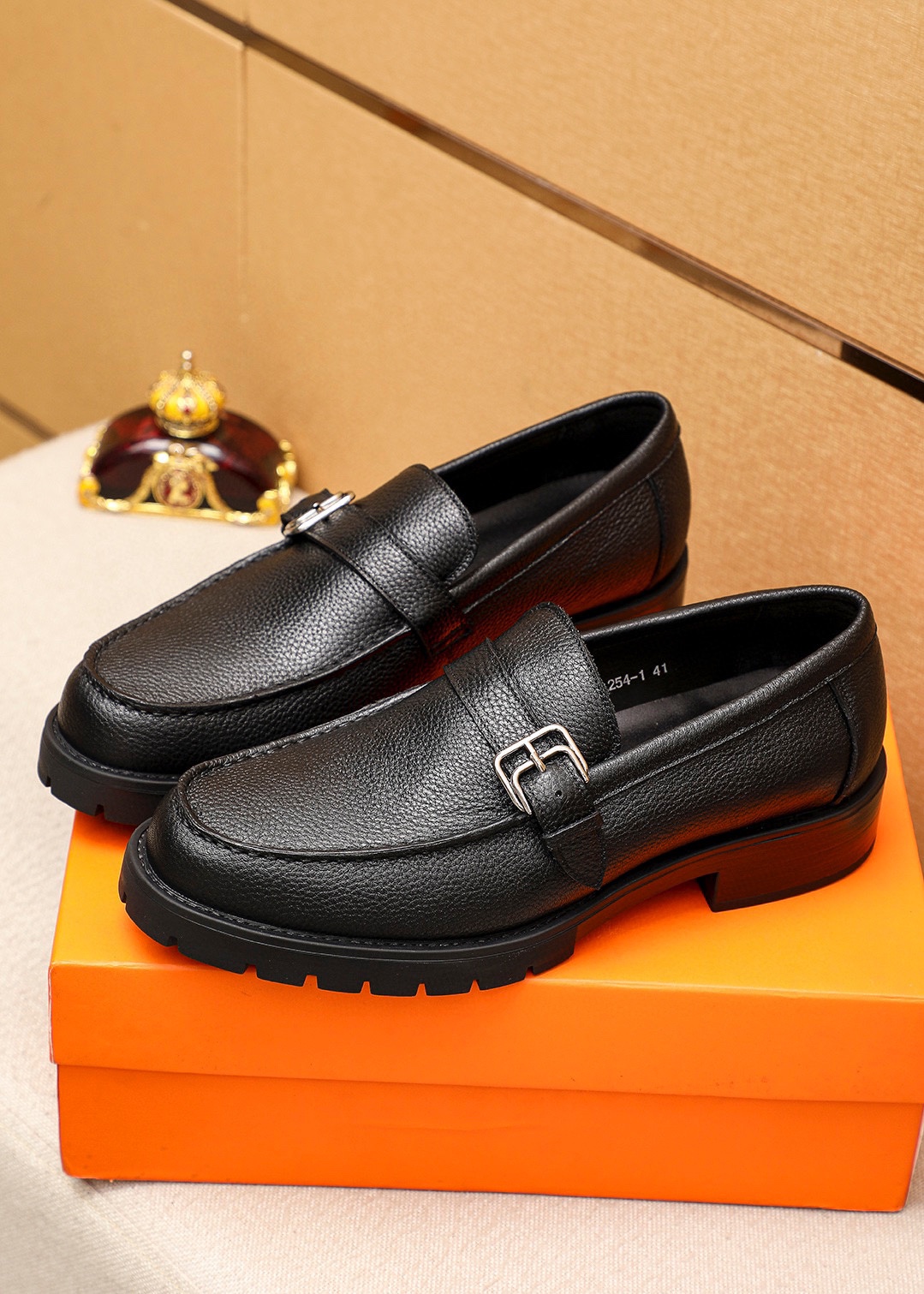 Hermes Men's Black Leather Loafers with Buckle Detail - Sizes 38-44 3 i1745889561 4637 1