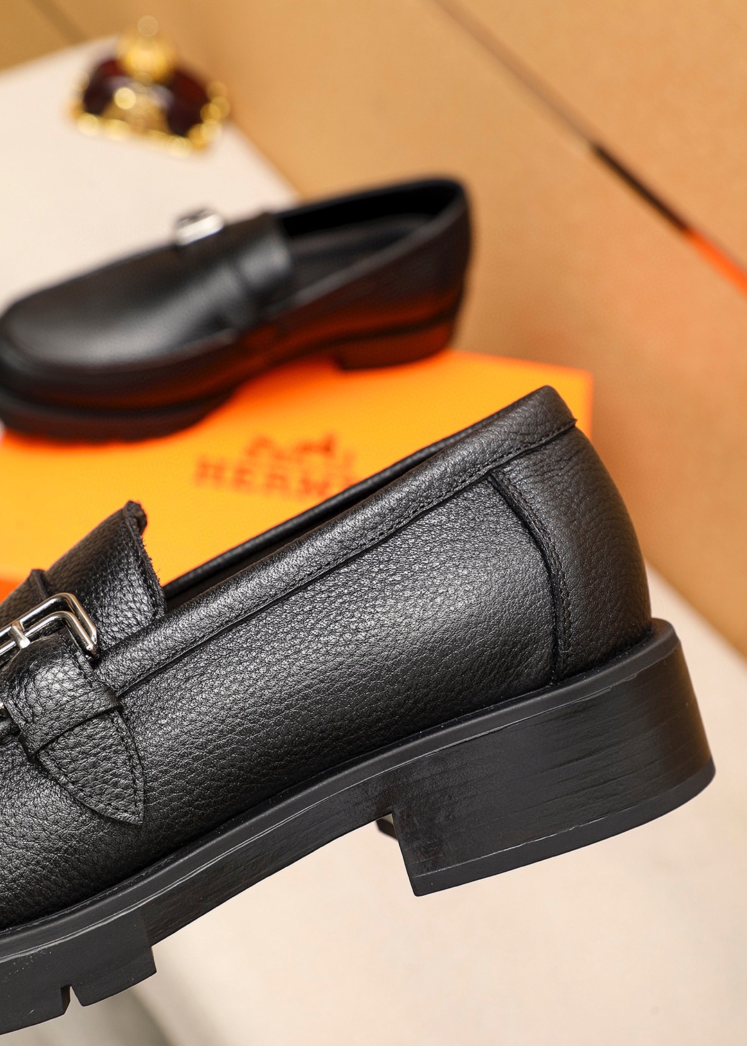 Hermes Men's Black Leather Loafers with Buckle Detail - Sizes 38-44 9 i1745889561 5990 7