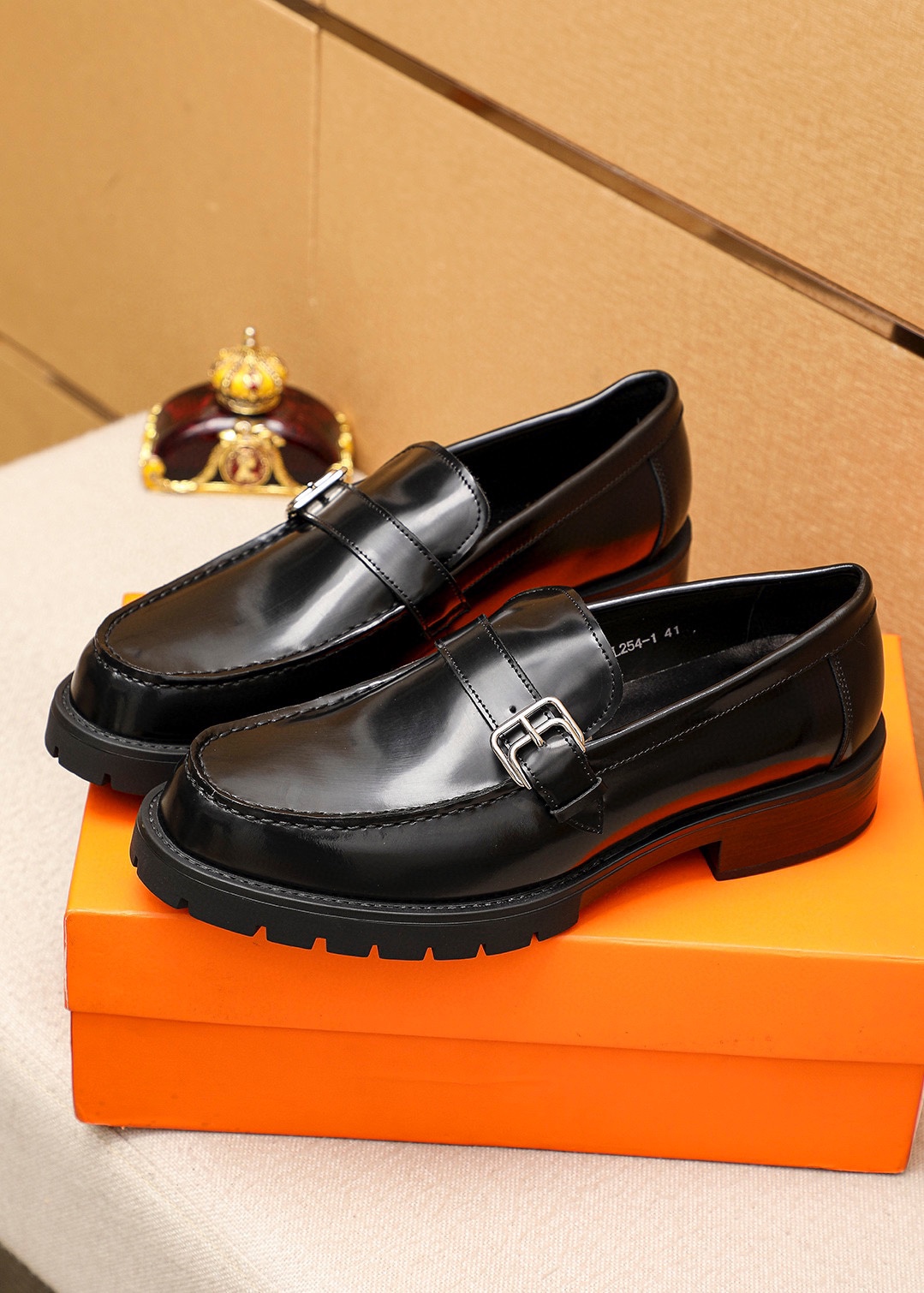 Hermes Men's Black Leather Loafers with Buckle Detail - Sizes 38-44 3 i1745889612 2061 1