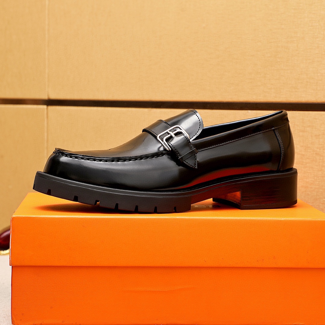 Hermes Men's Black Leather Loafers with Buckle Detail - Sizes 38-44 5 i1745889612 5937 3
