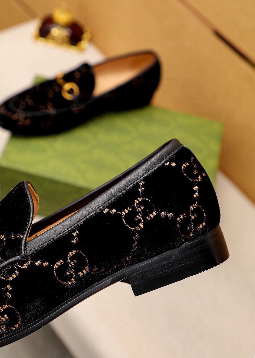 Gucci Men's Black Velvet Loafer with Gold Horsebit Detail, Size 38-44 9 i1745890628 8 7
