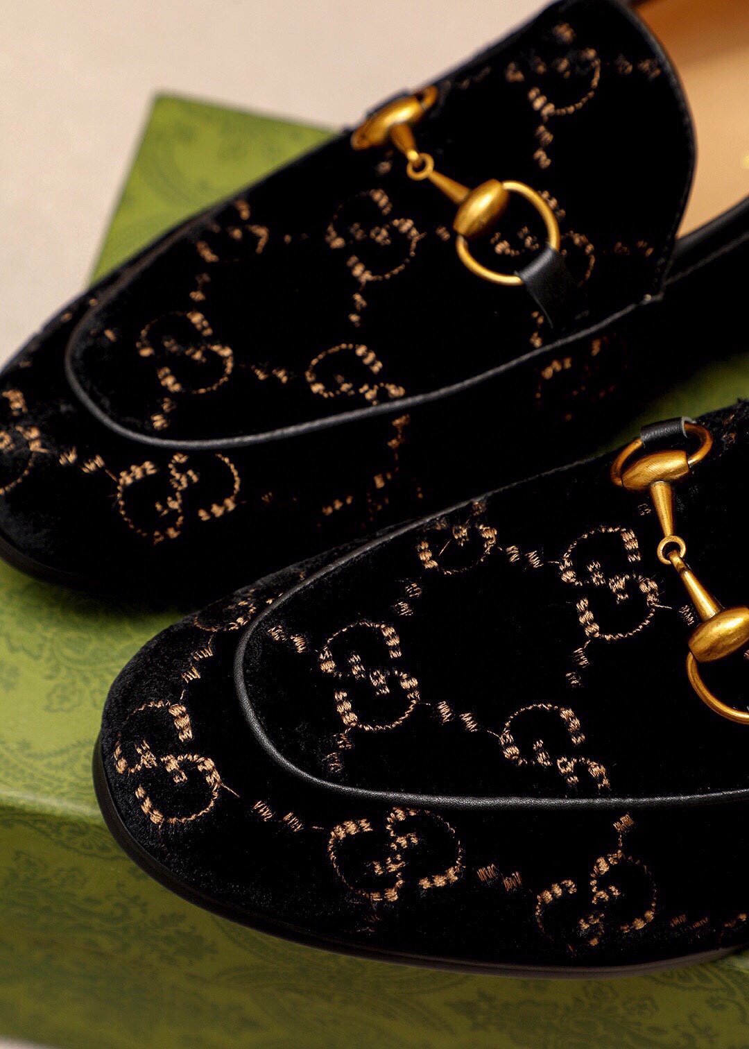 Gucci Men's Black Velvet Loafer with Gold Horsebit Detail, Size 38-44 8 i1745890628 9002 6