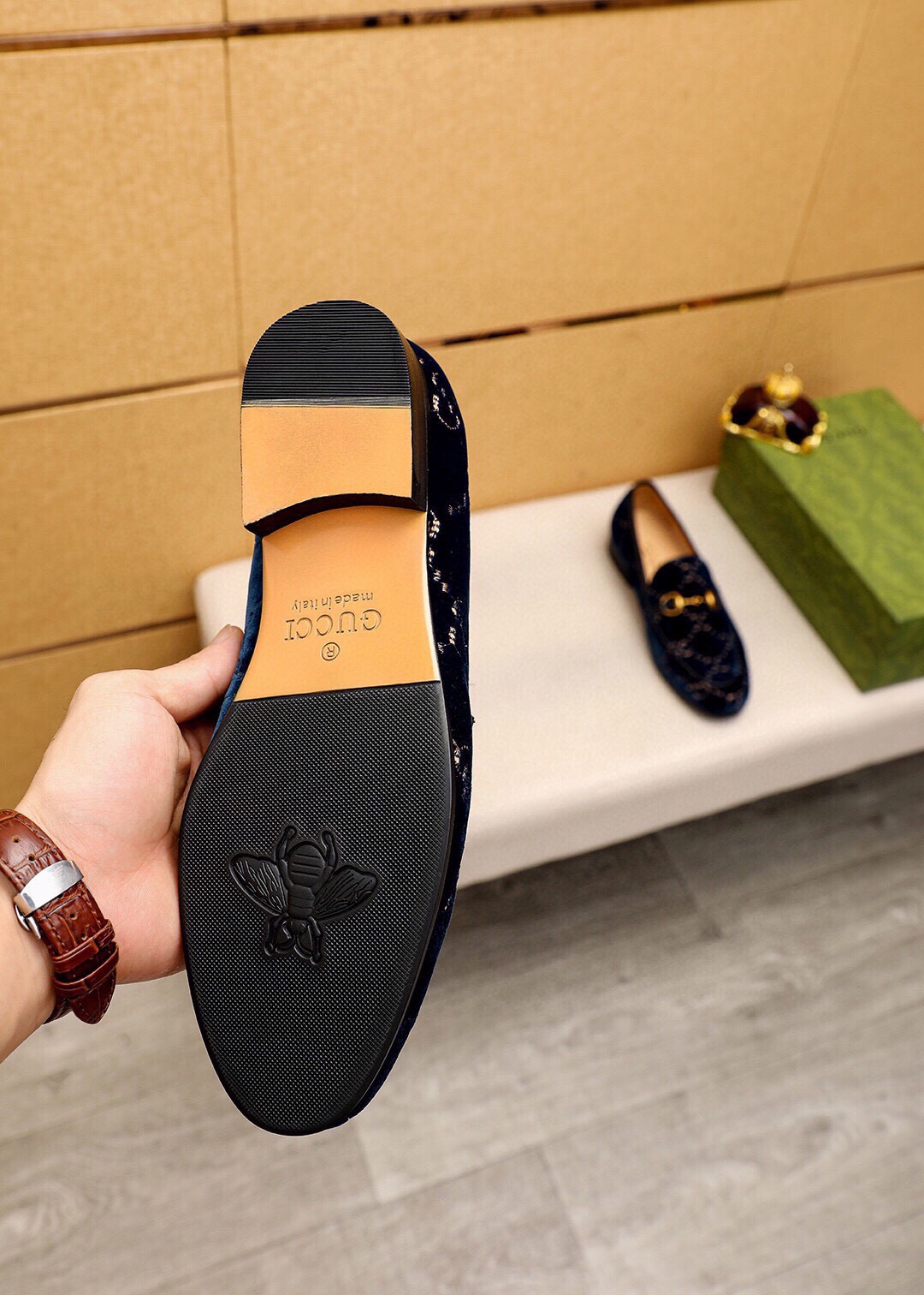 Gucci Men's Blue Velvet Loafers with Gold Horsebit Detail - Sizes 38-44 10 i1745890666 1445 8
