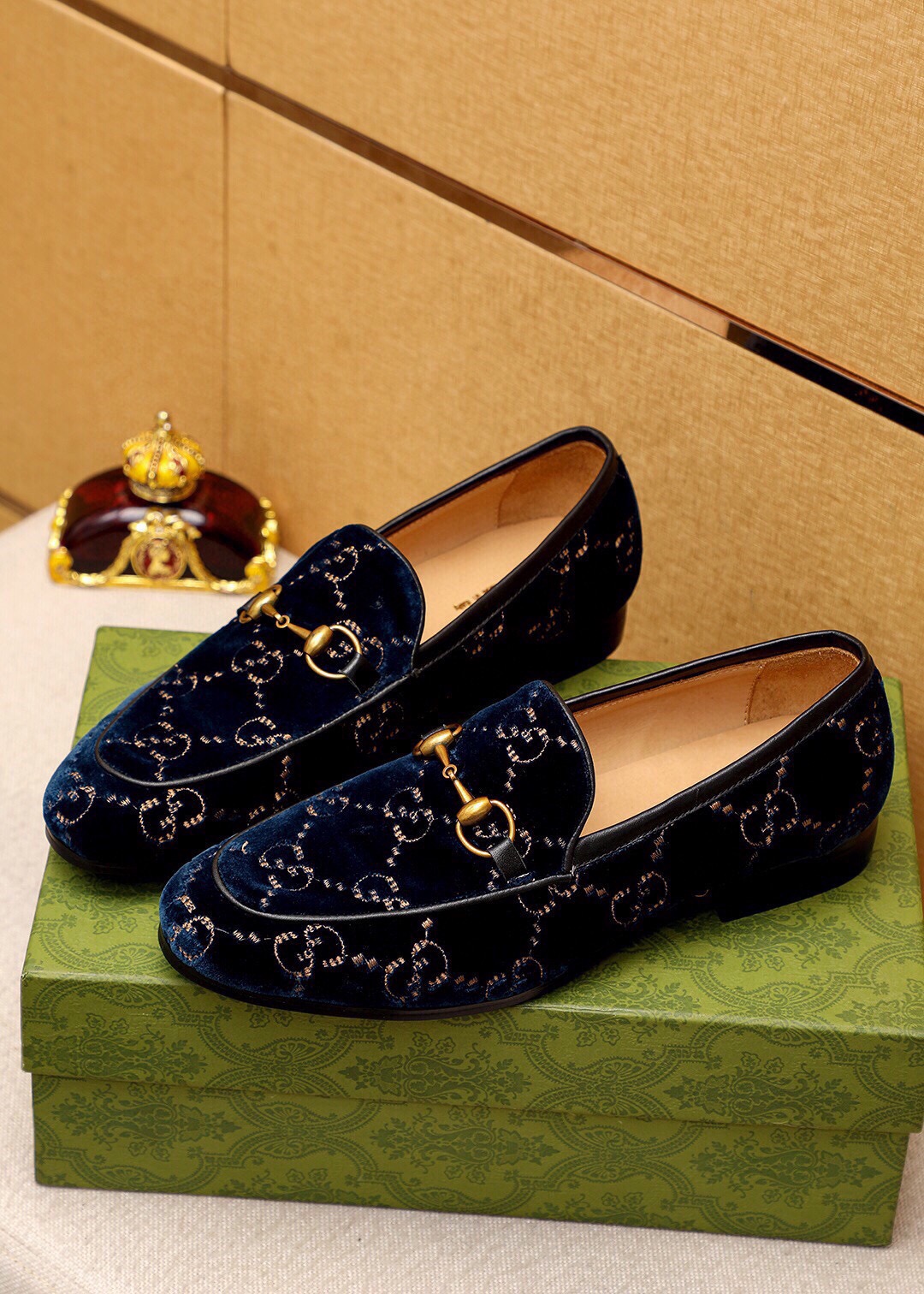 Gucci Men's Blue Velvet Loafers with Gold Horsebit Detail - Sizes 38-44 4 i1745890666 5503 2